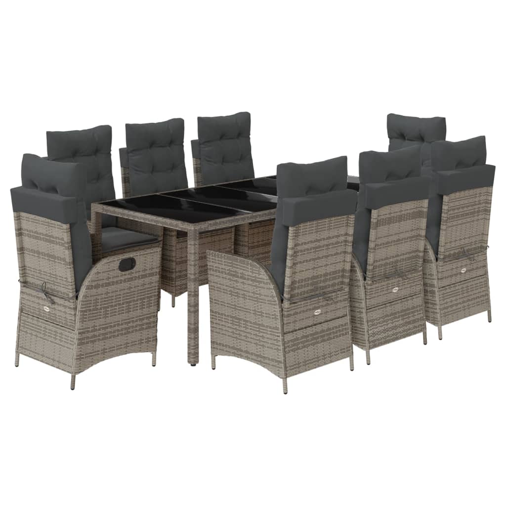 Garden Dining Set Grey PE rattan Large Height-Adjustable