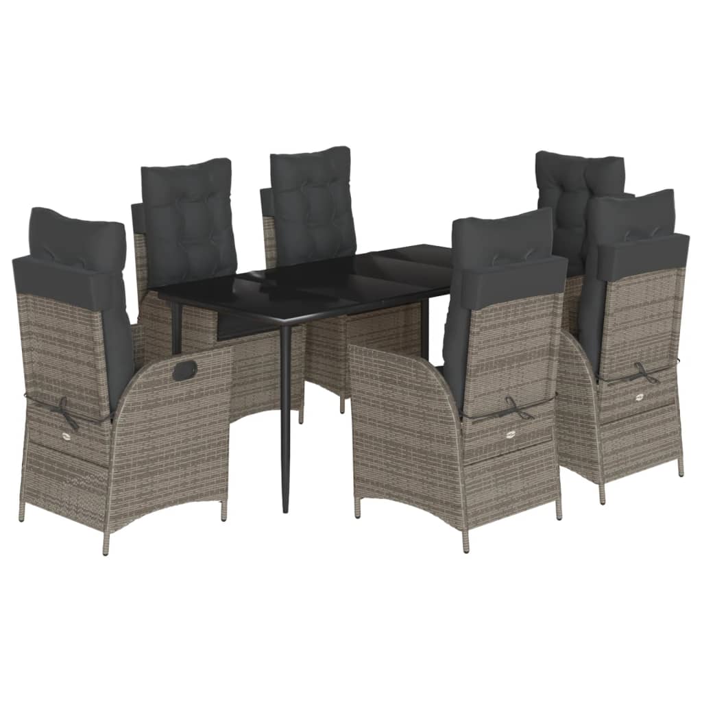Garden Dining Set Grey PE Rattan Large Seats Many