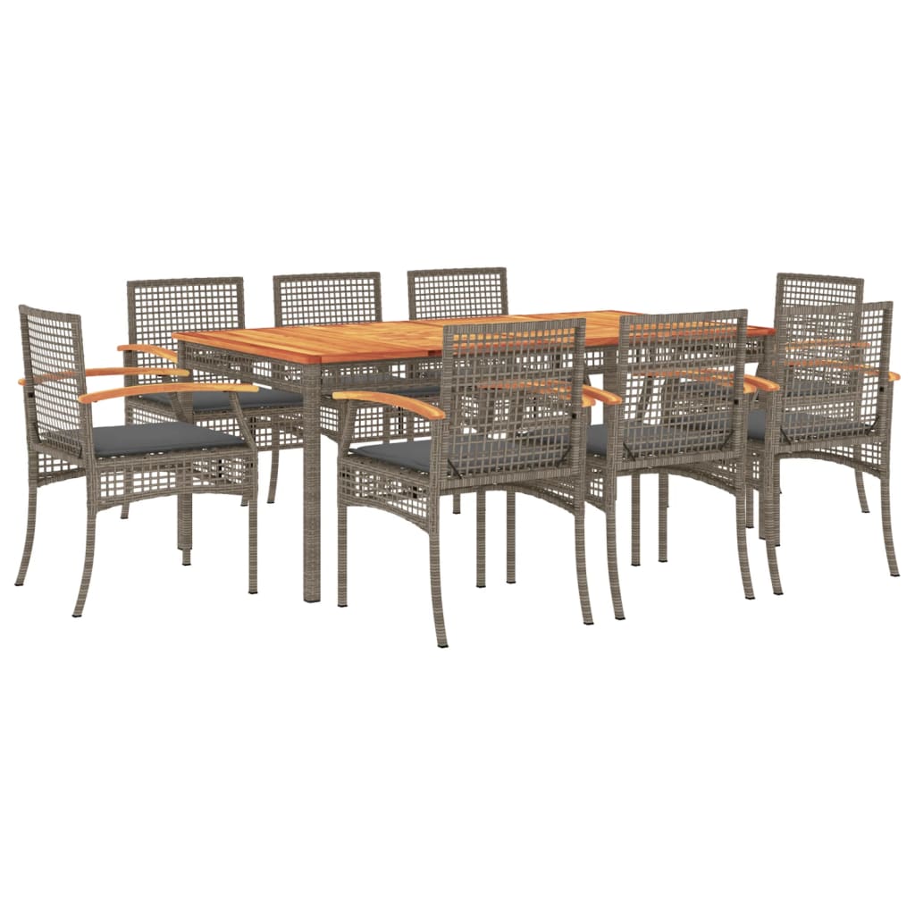 Garden Dining Set Grey PE Rattan Large UV-resistant materials