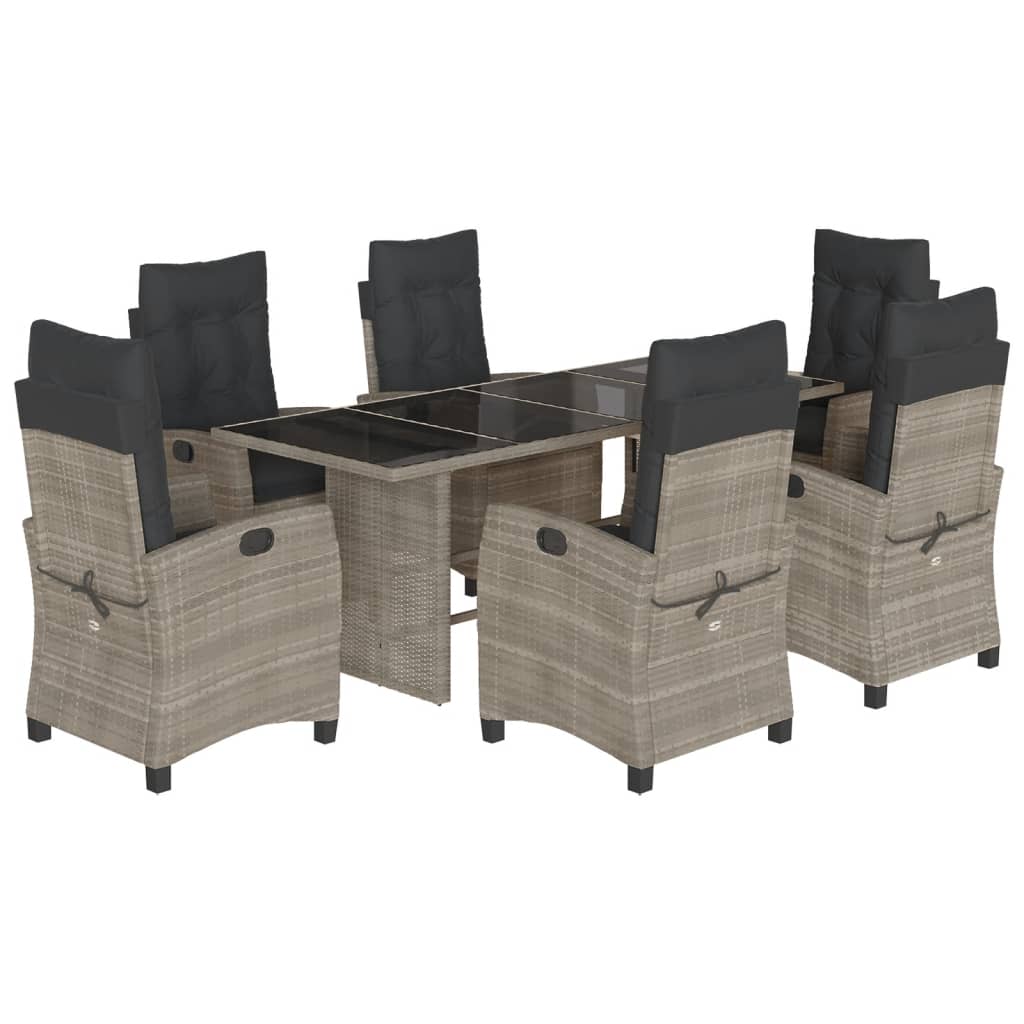 Garden Dining Set Grey PE Rattan Large Washable Covers