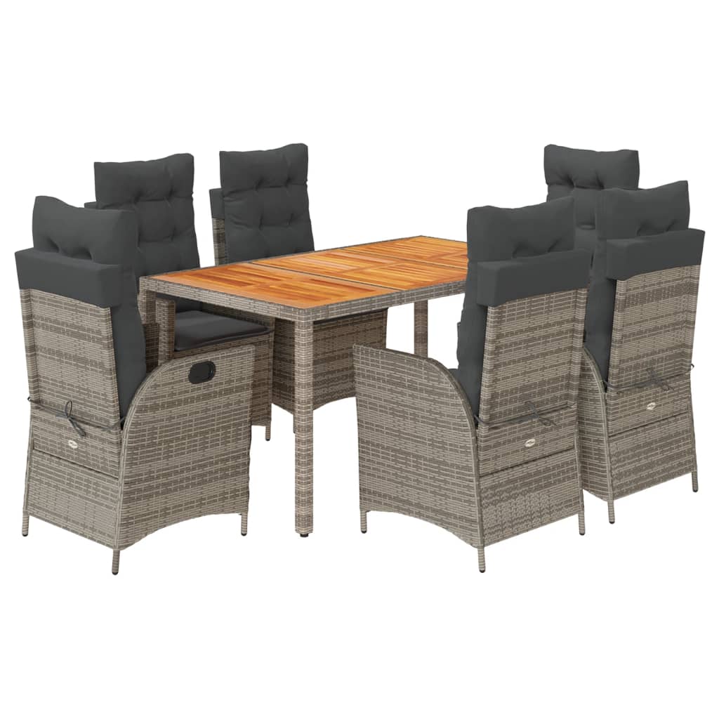 Garden Dining Set Grey PE rattan Medium Adjustable Armrests