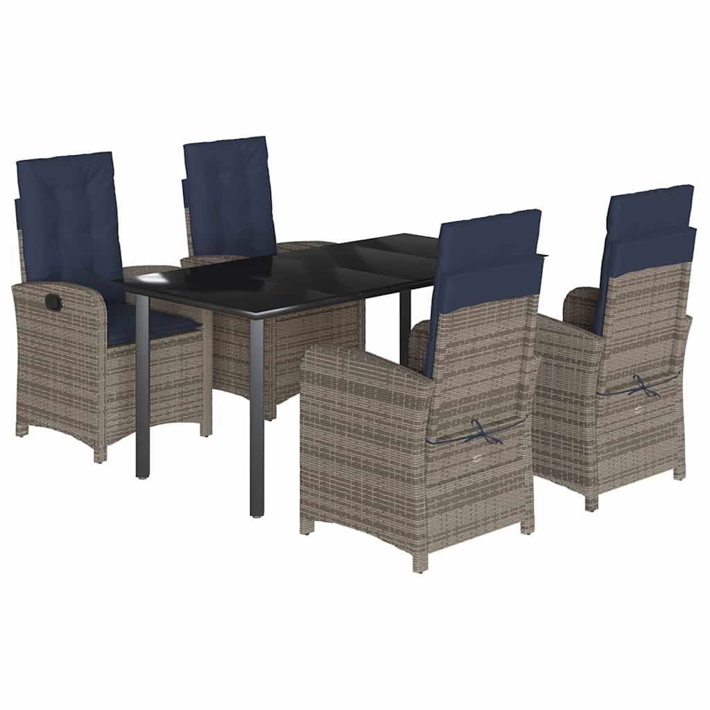 Garden Dining Set Grey PE rattan Medium Adjustable Armrests