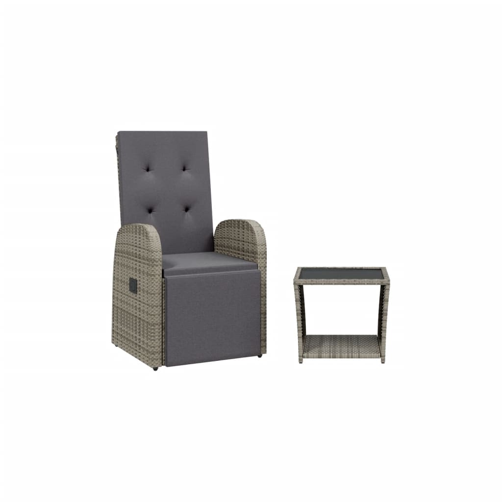 Garden Dining Set Grey PE rattan Medium Adjustable Armrests