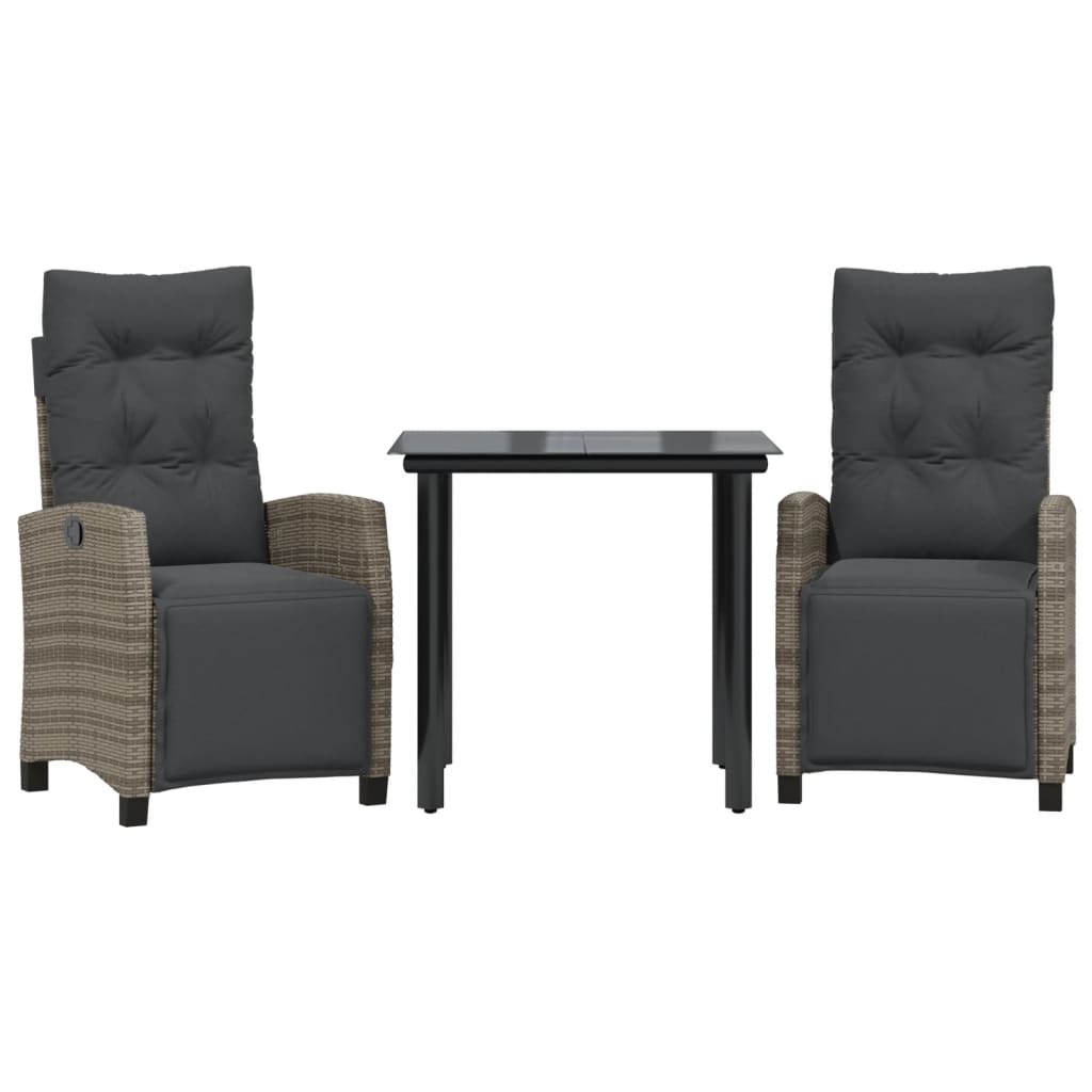 Garden Dining Set Grey PE rattan Medium Adjustable Armrests