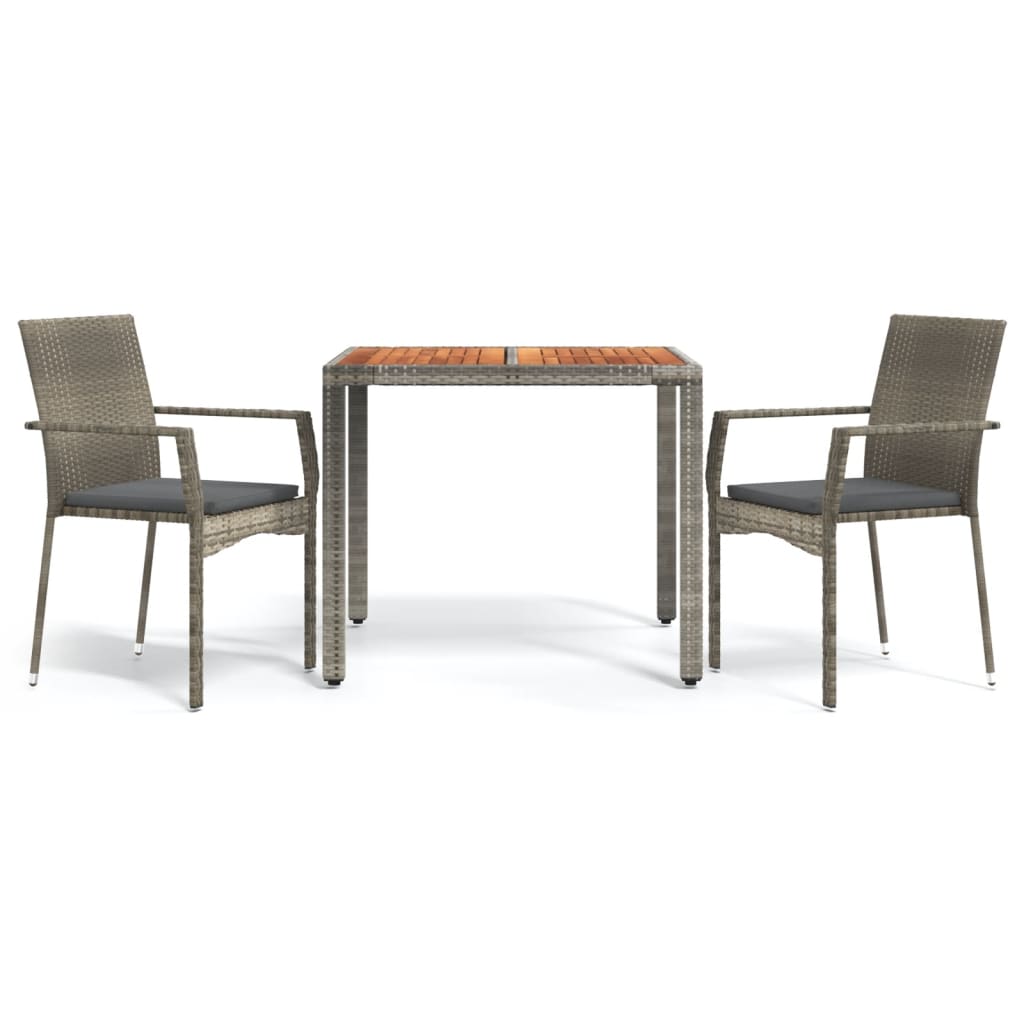 Garden Dining Set Grey PE Rattan Medium Modular