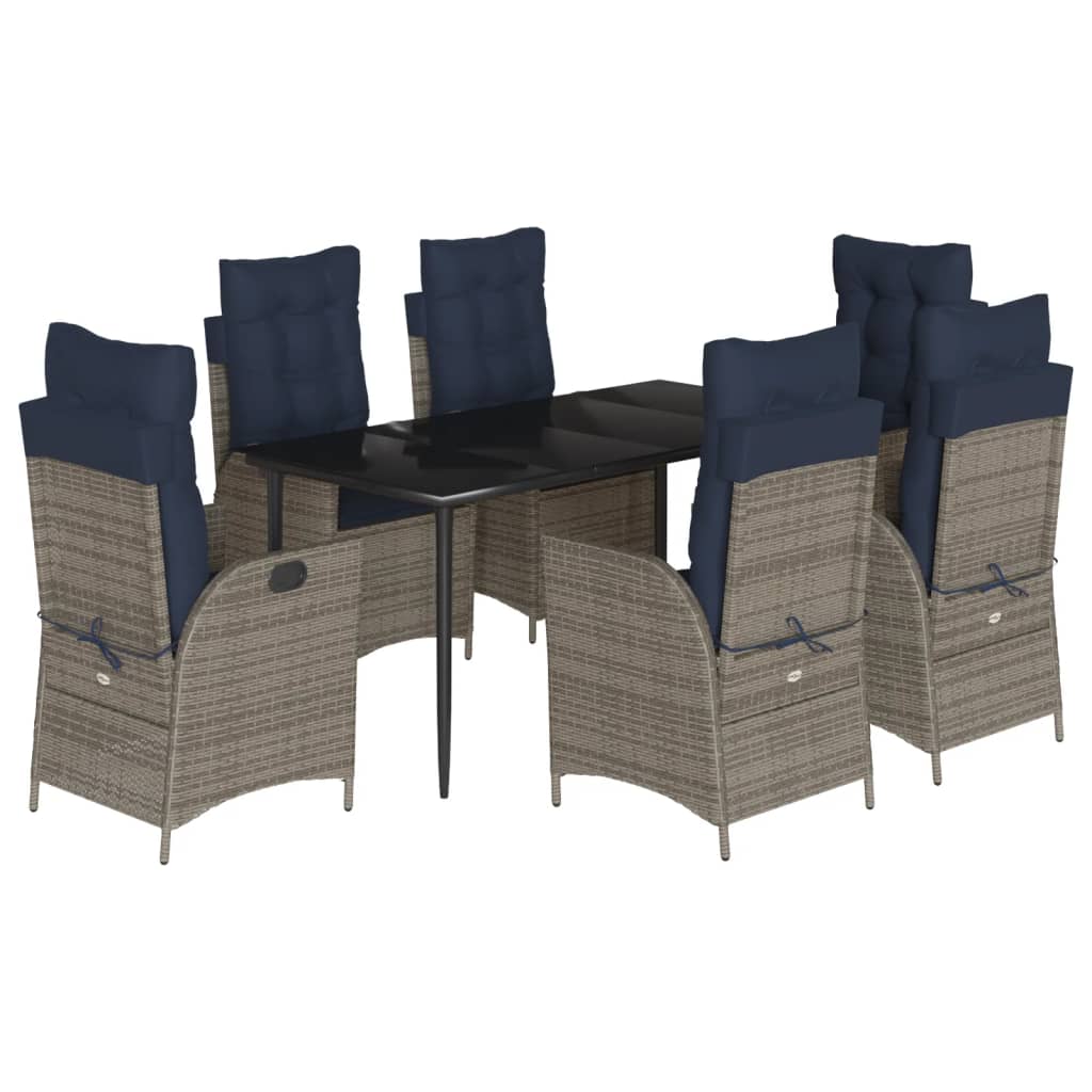 Garden Dining Set Grey PE rattan Medium Removable Covers