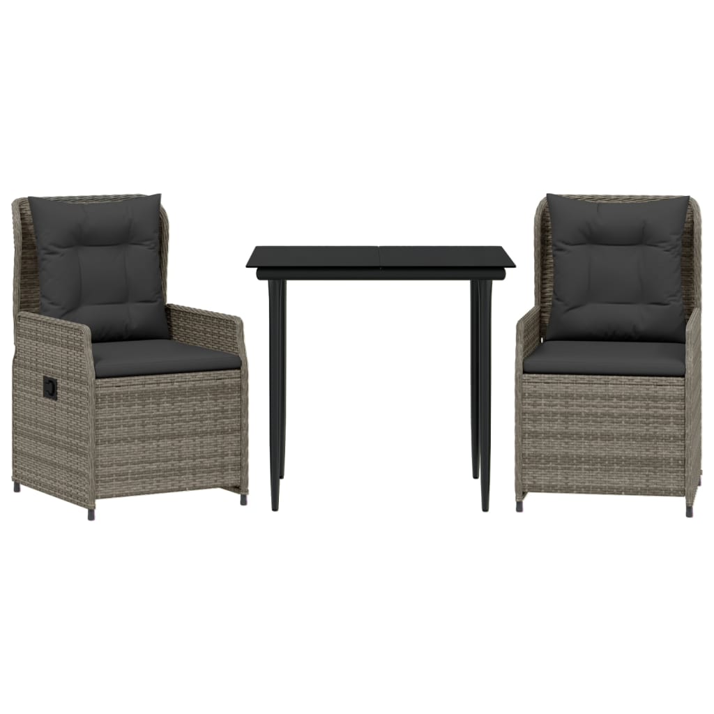 Garden Dining Set Grey PE rattan Medium Removable Covers