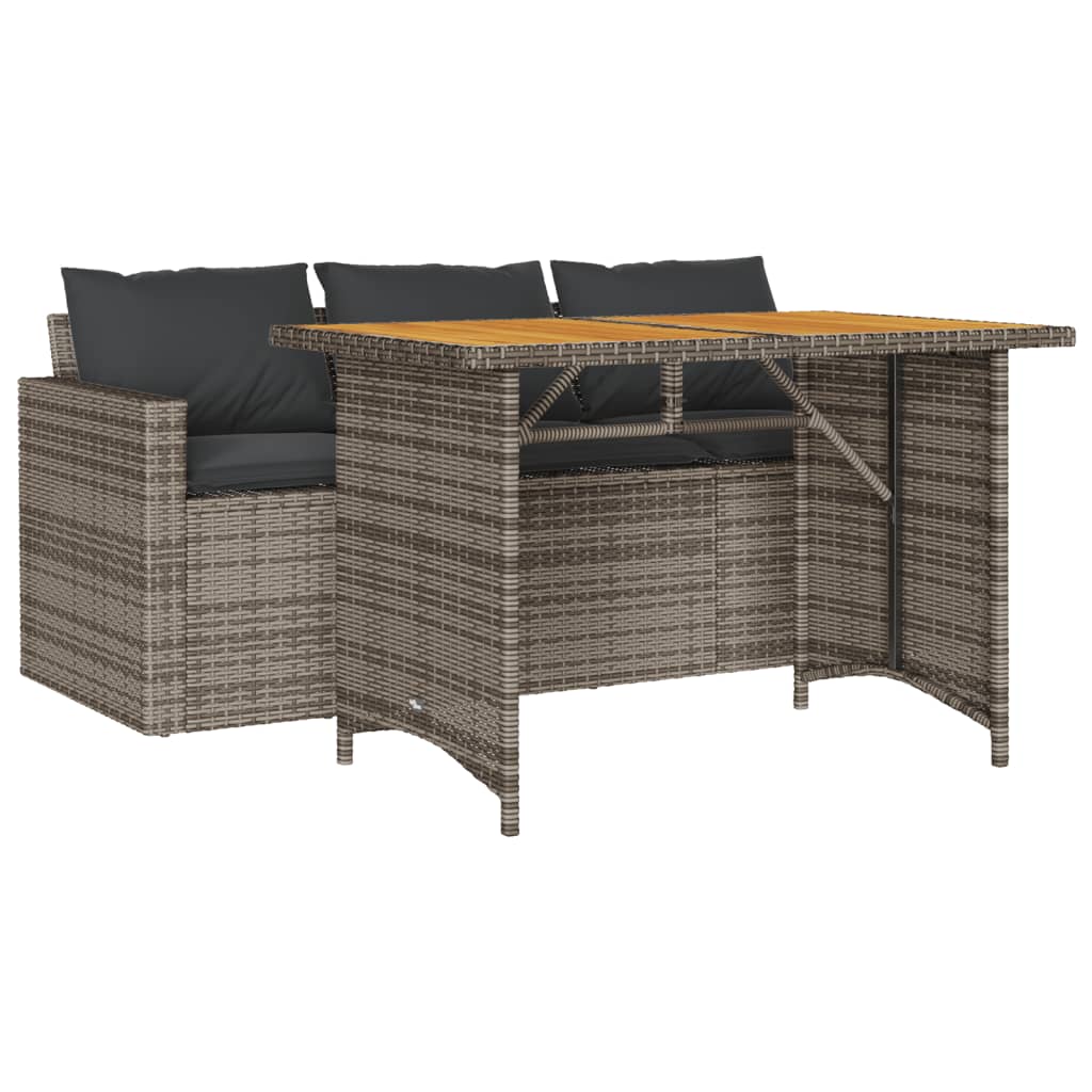 Garden Dining Set Grey PE rattan Medium UV-resistant materials