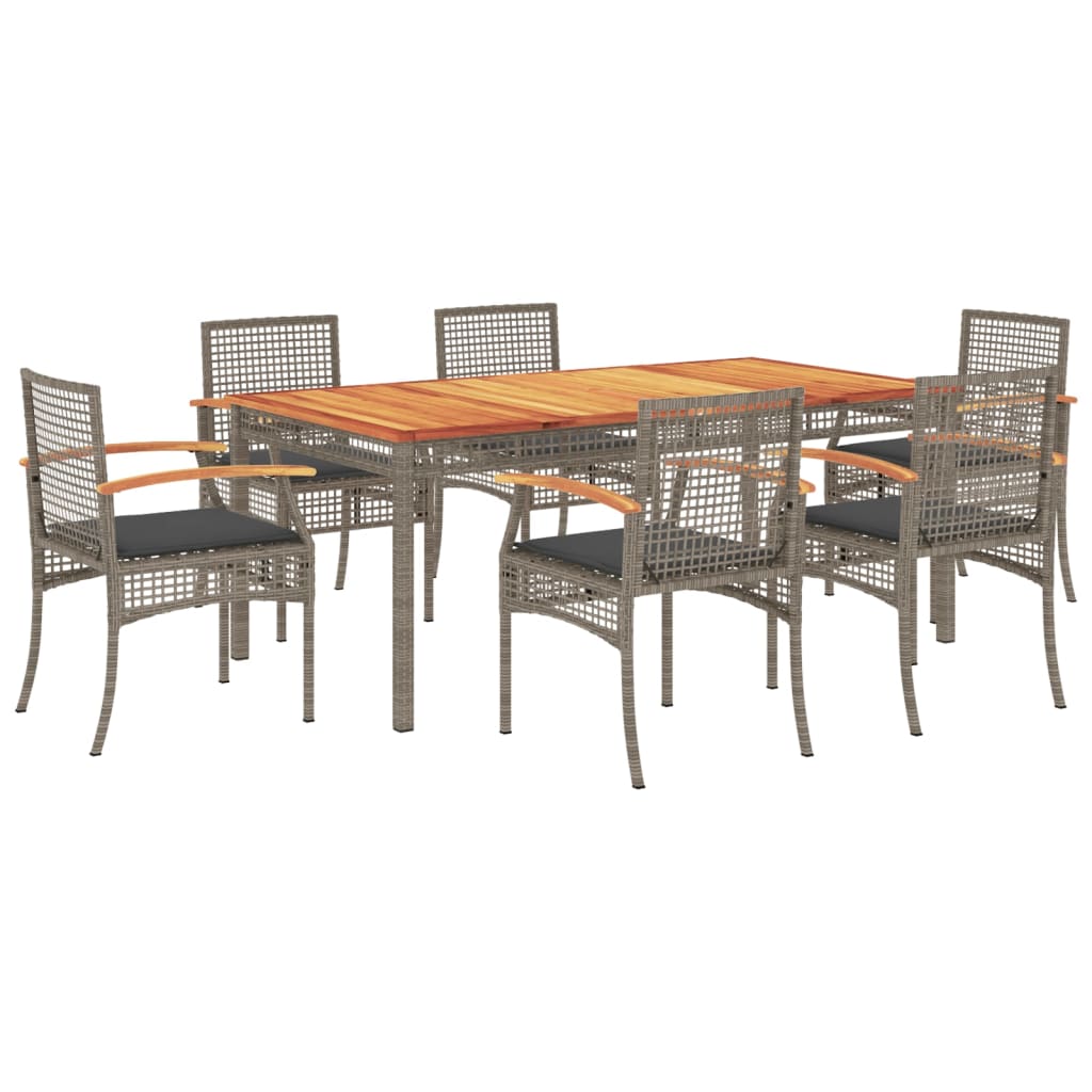Garden Dining Set Grey PE rattan One size UV-resistant materials