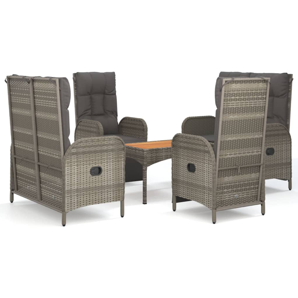 Garden Dining Set Grey PE rattan, powder-coated steel, acacia wood