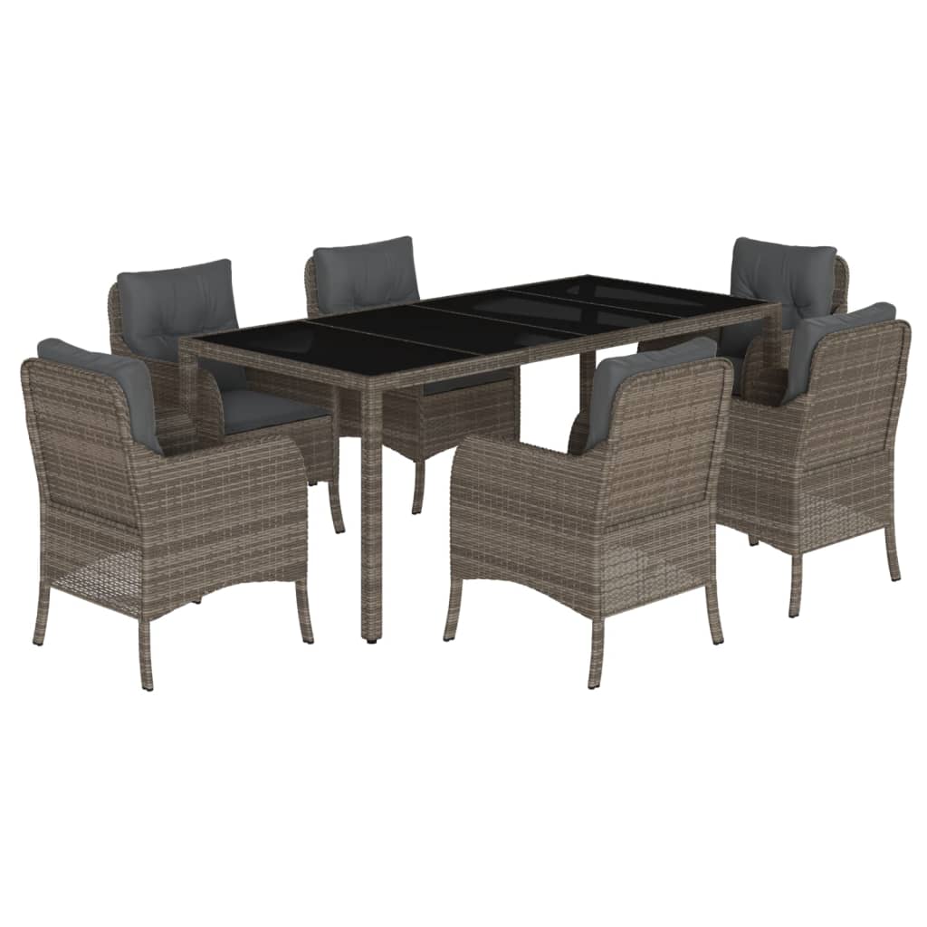 Garden Dining Set Grey PE Rattan Removable Covers