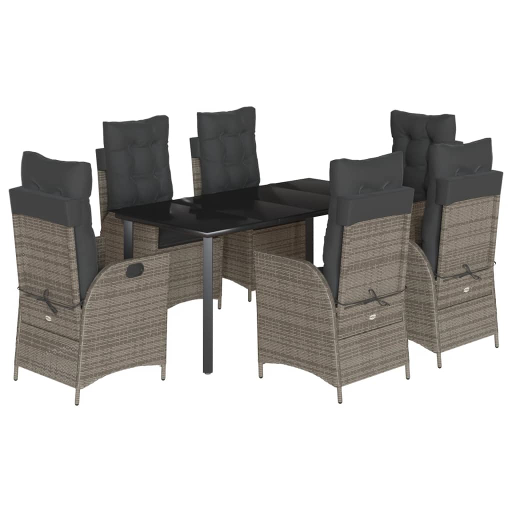 Garden Dining Set Grey PE Rattan Removable Covers