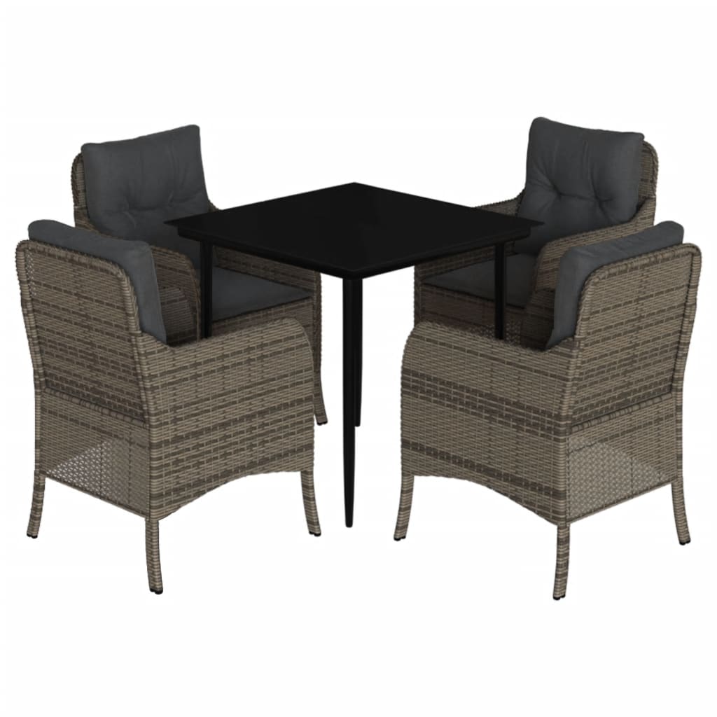 Garden Dining Set Grey PE Rattan Seats Many Garden Dining Set