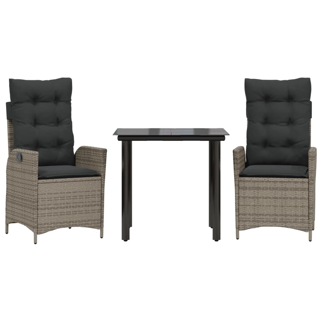 Garden Dining Set Grey PE rattan Standard Adjustable Armrests