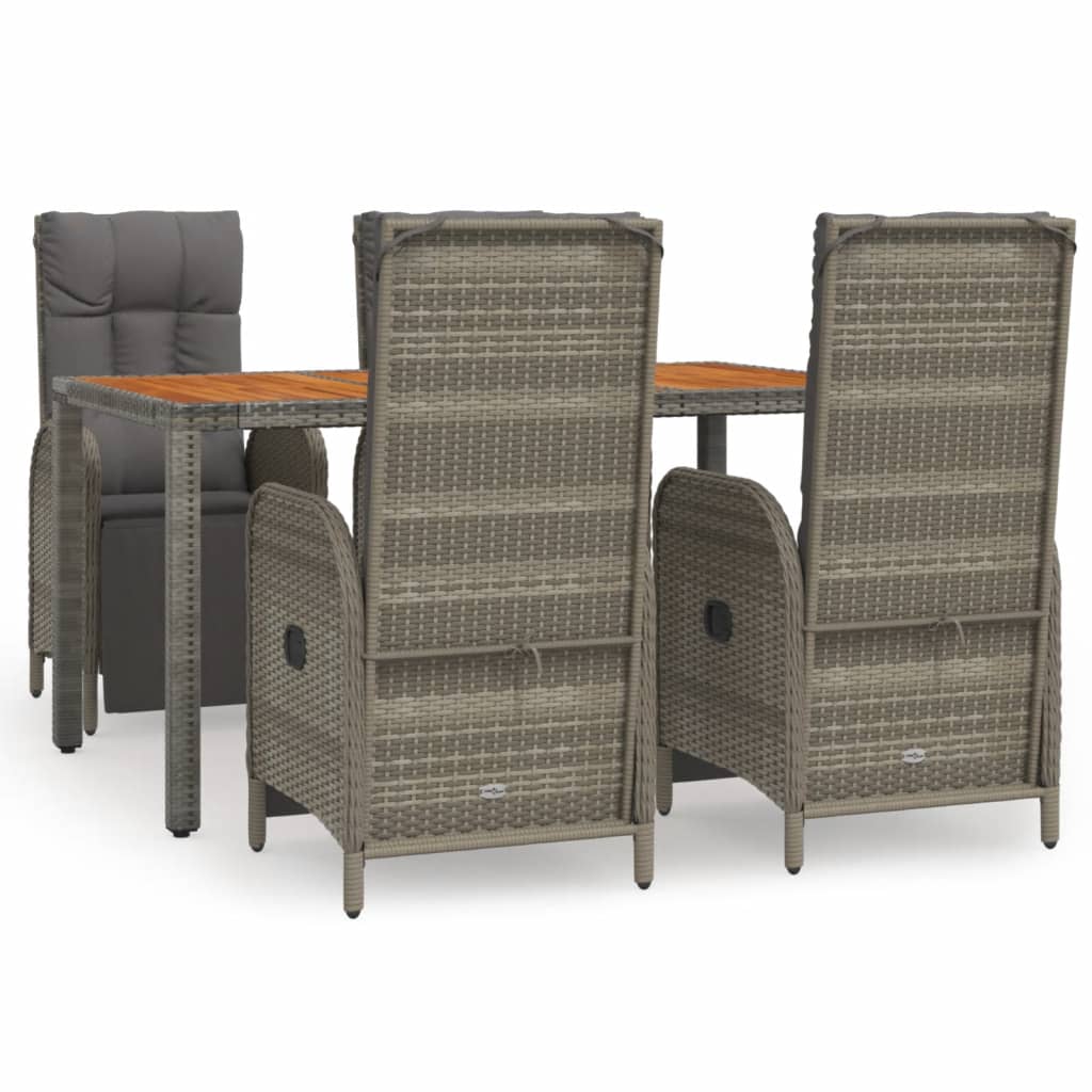 Garden Dining Set Grey PE rattan Standard Adjustable Footrests