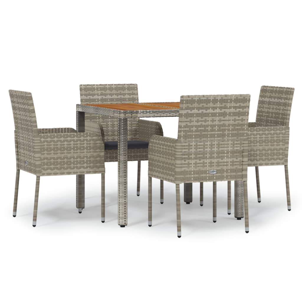 Garden Dining Set Grey PE Rattan Standard Durable