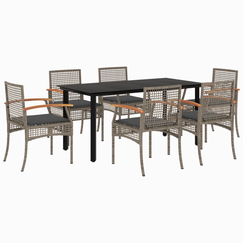 Garden Dining Set Grey PE Rattan Standard Removable Covers