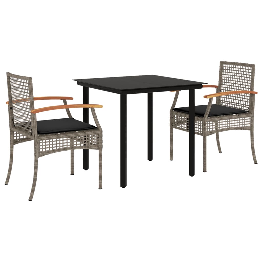 Garden Dining Set Grey PE Rattan UV-Proof Materials