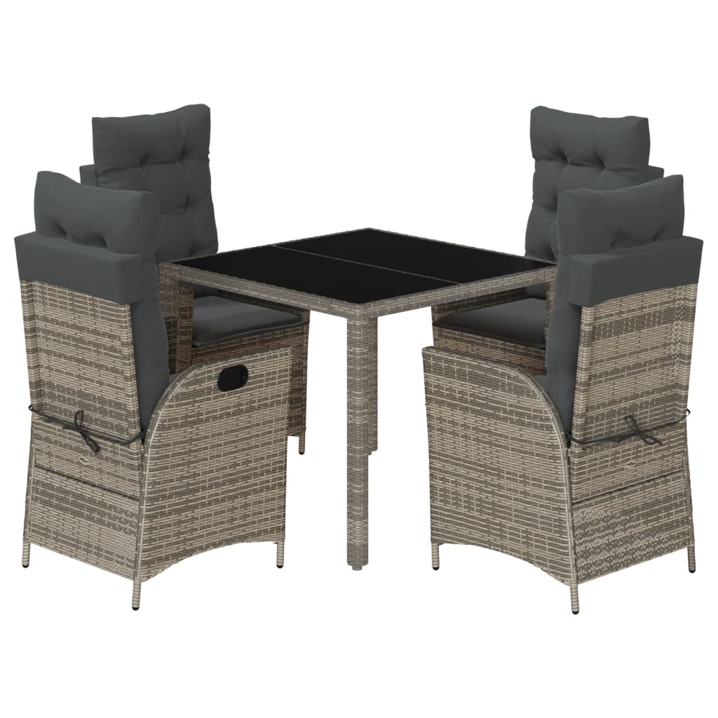 Garden Dining Set Grey PE Rattan