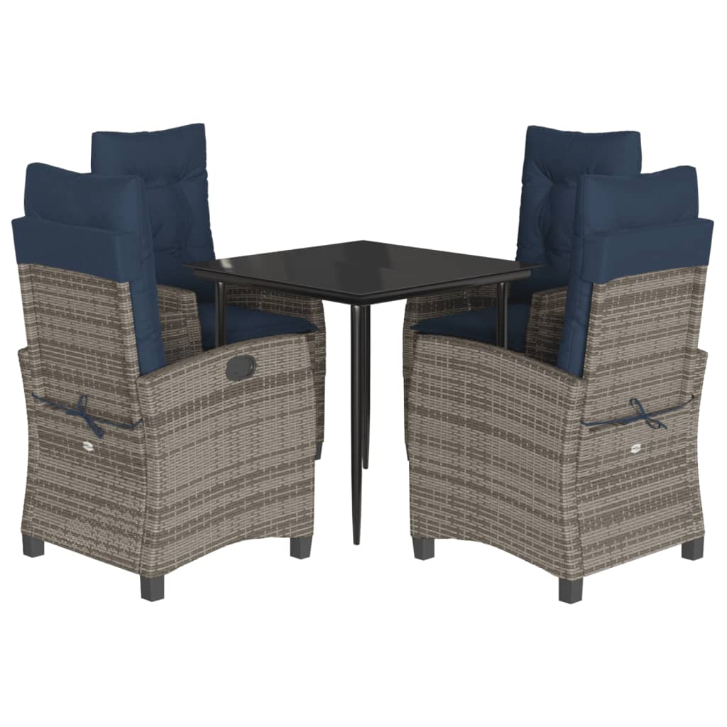 Garden Dining Set Grey Poly Rattan 43.3 in x 36.6 in x 22.4 in