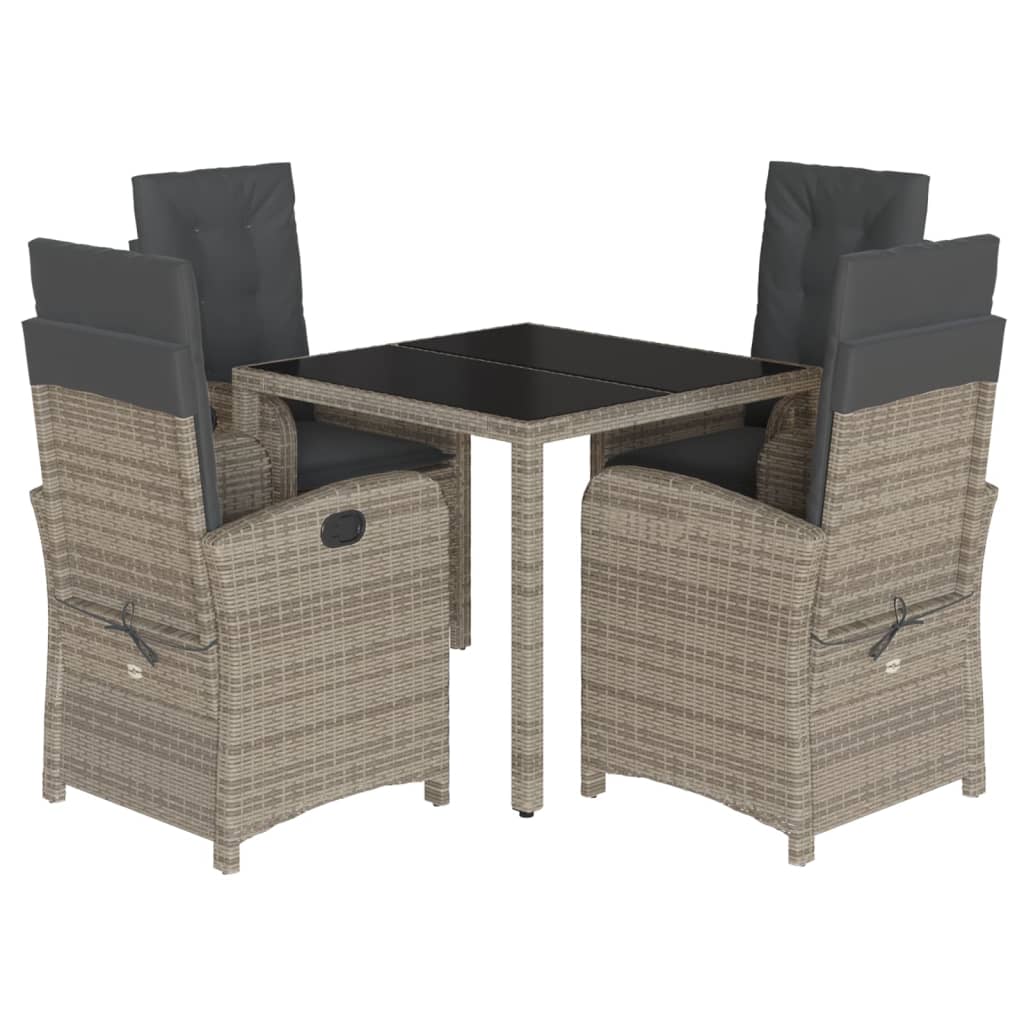 Garden Dining Set Grey Poly Rattan 5 Piece Set