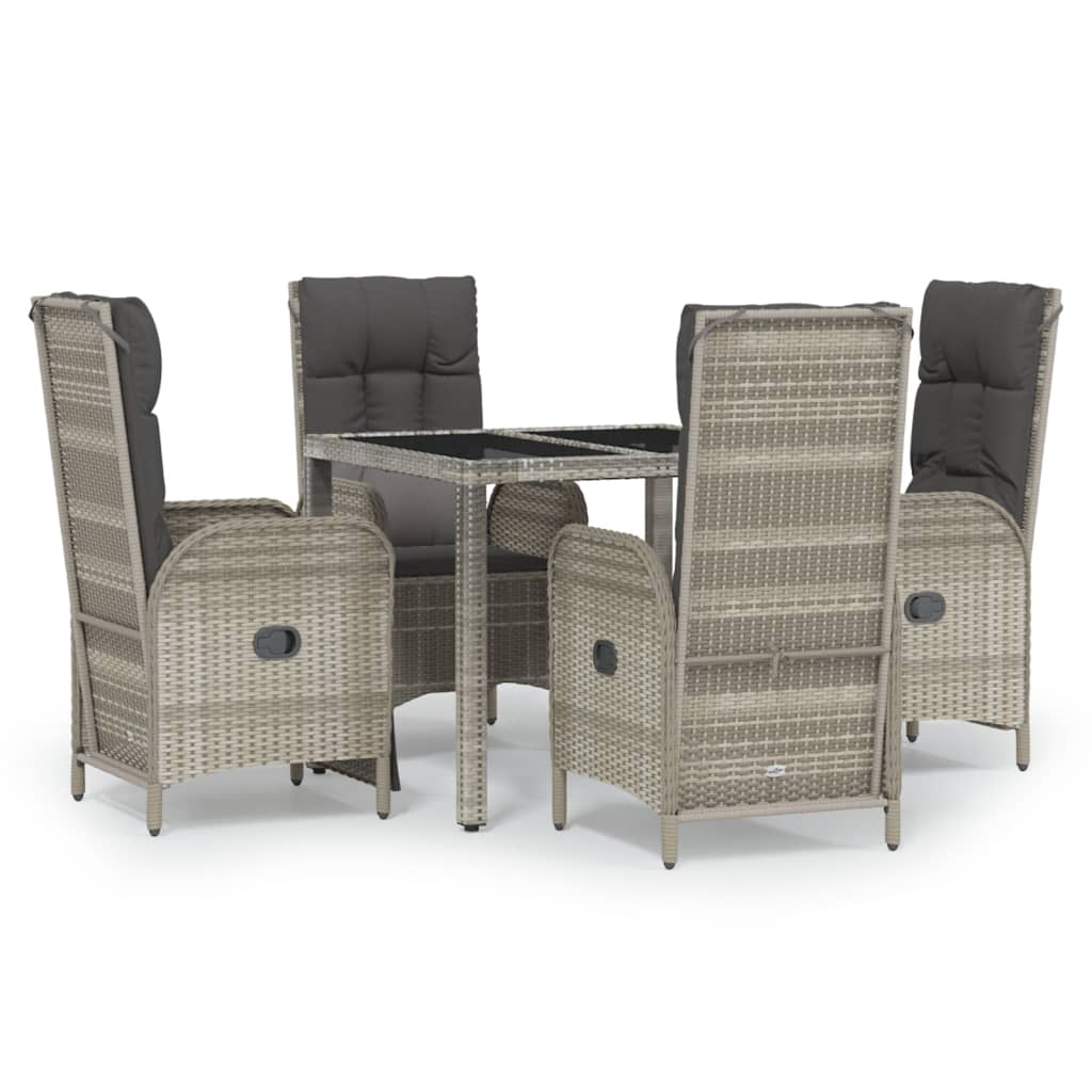 Garden Dining Set Grey Poly Rattan 5-Piece Set