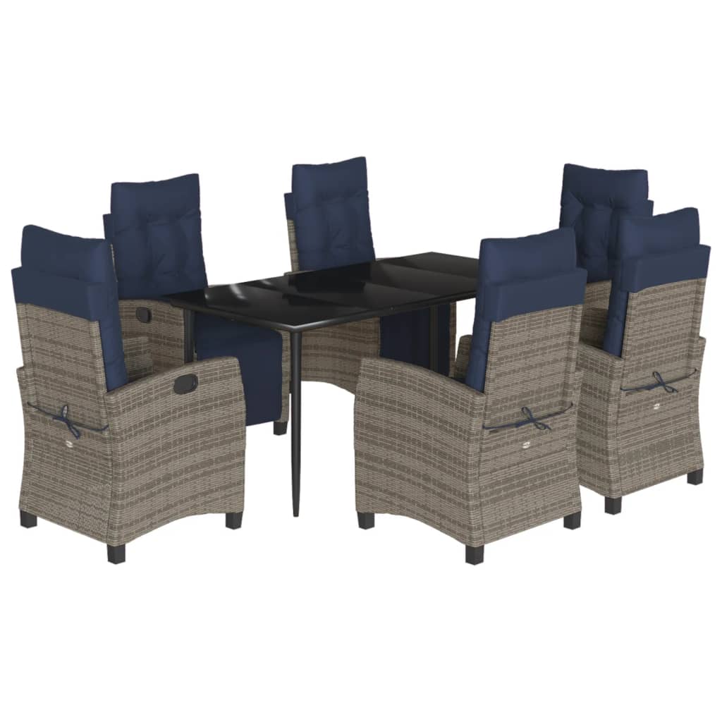 Garden Dining Set Grey Poly Rattan 6-Piece Set