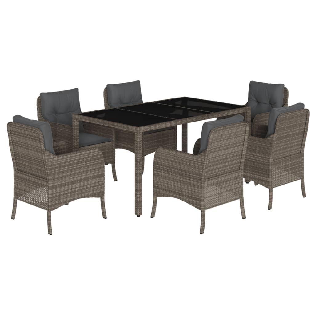 Garden Dining Set Grey Poly Rattan 6-seater