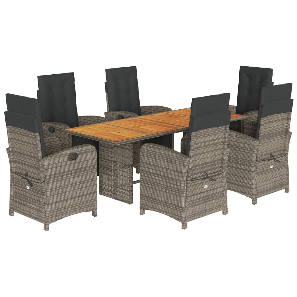 Garden Dining Set Grey Poly Rattan 7 Piece Set