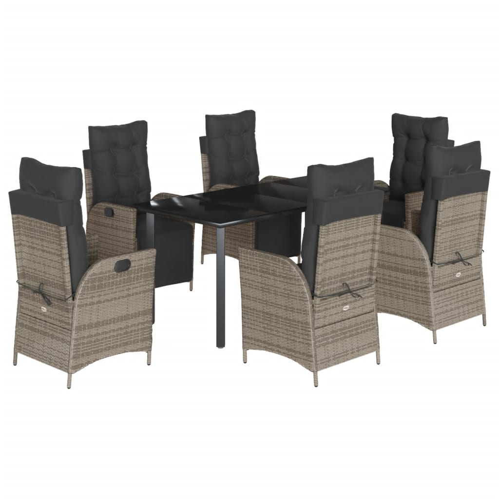 Garden Dining Set Grey Poly Rattan 7-Piece Set