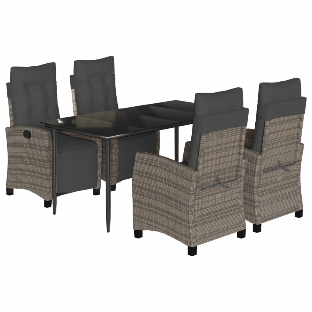 Garden Dining Set Grey Poly Rattan