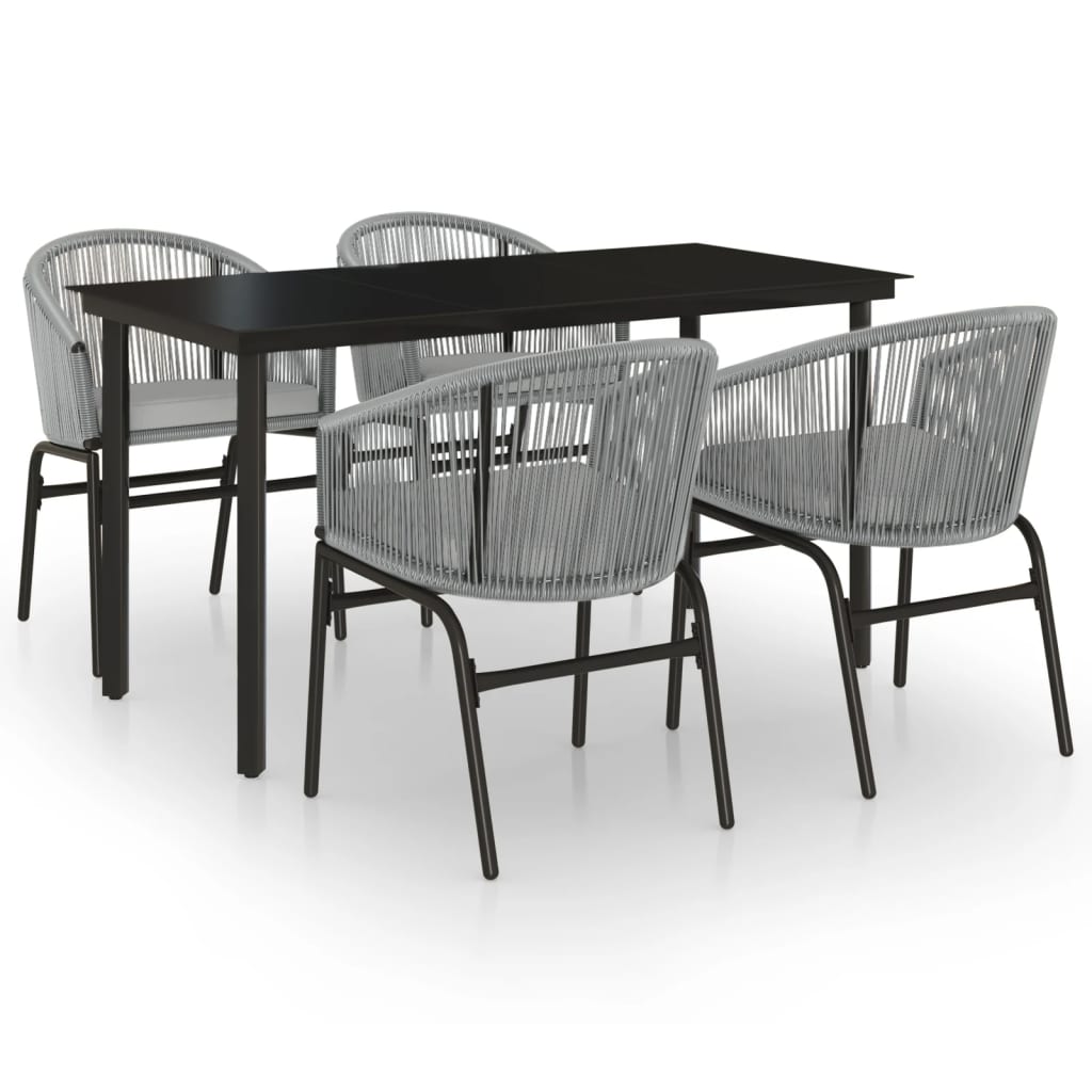 Garden Dining Set Grey Powder-coated steel Medium