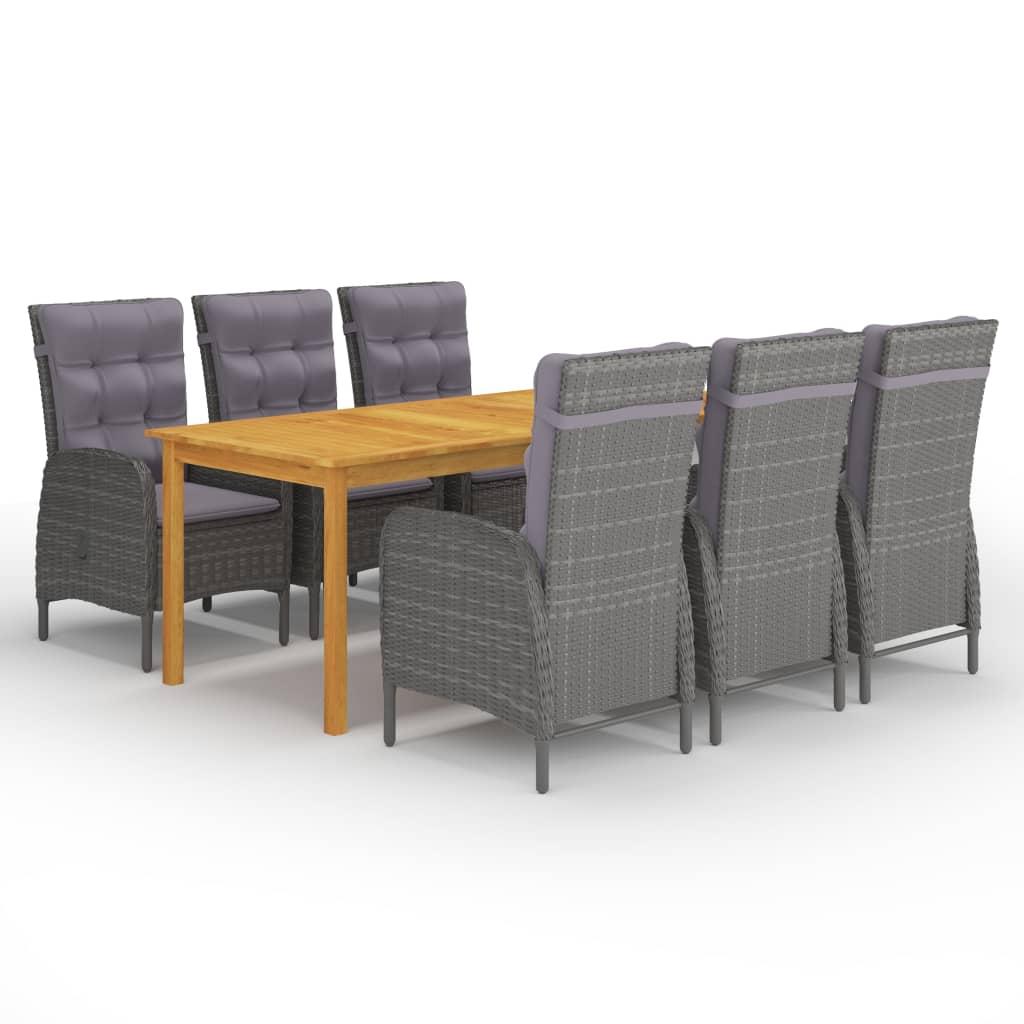 Garden Dining Set Grey Solid Acacia wood Removable Covers