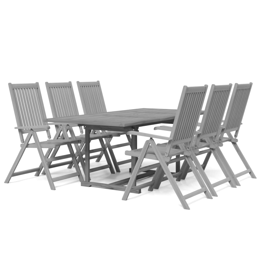 Garden Dining Set Grey Solid Acacia wood Standard Extendable
