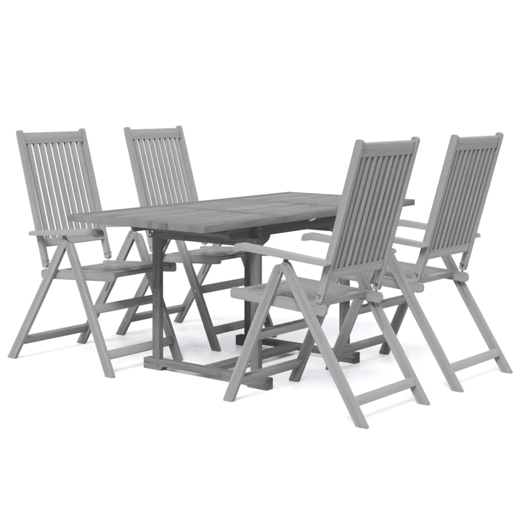 Garden Dining Set Grey Solid Acacia wood Standard Extendable