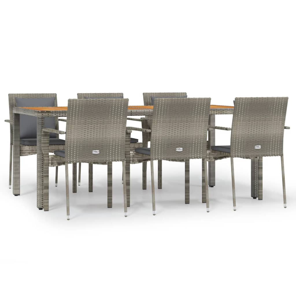 Garden Dining Set Grey with dark grey cushions