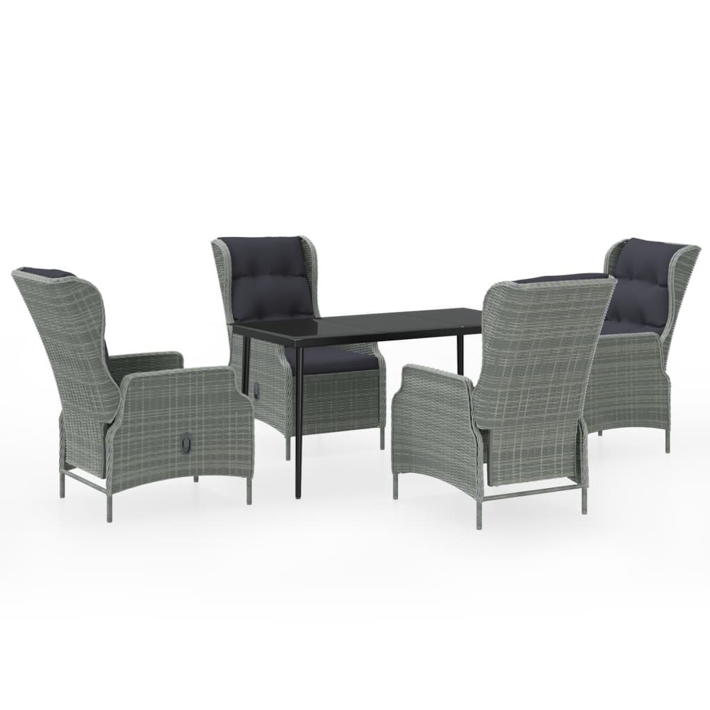Garden Dining Set Light grey and black