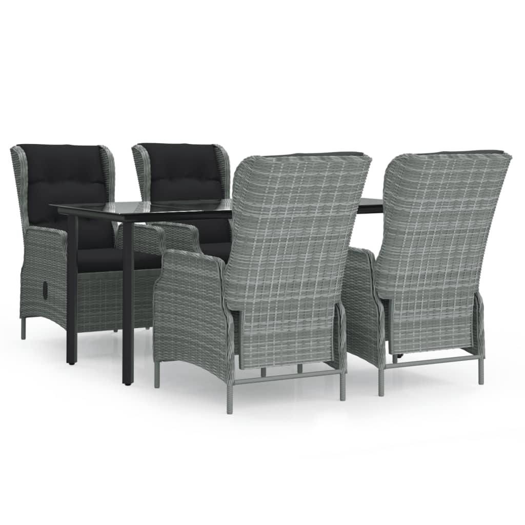Garden Dining Set Light Grey, Black