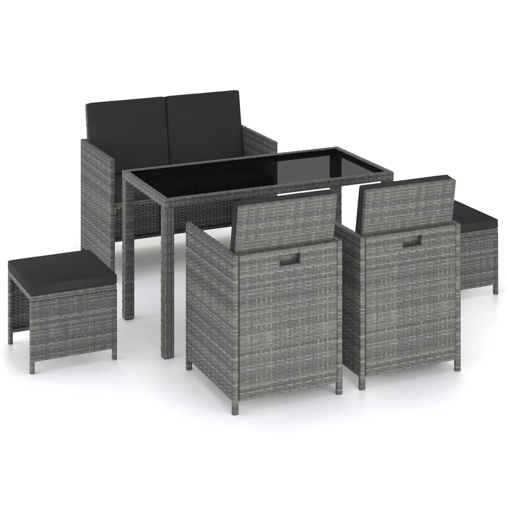 Garden Dining Set Mixed Grey