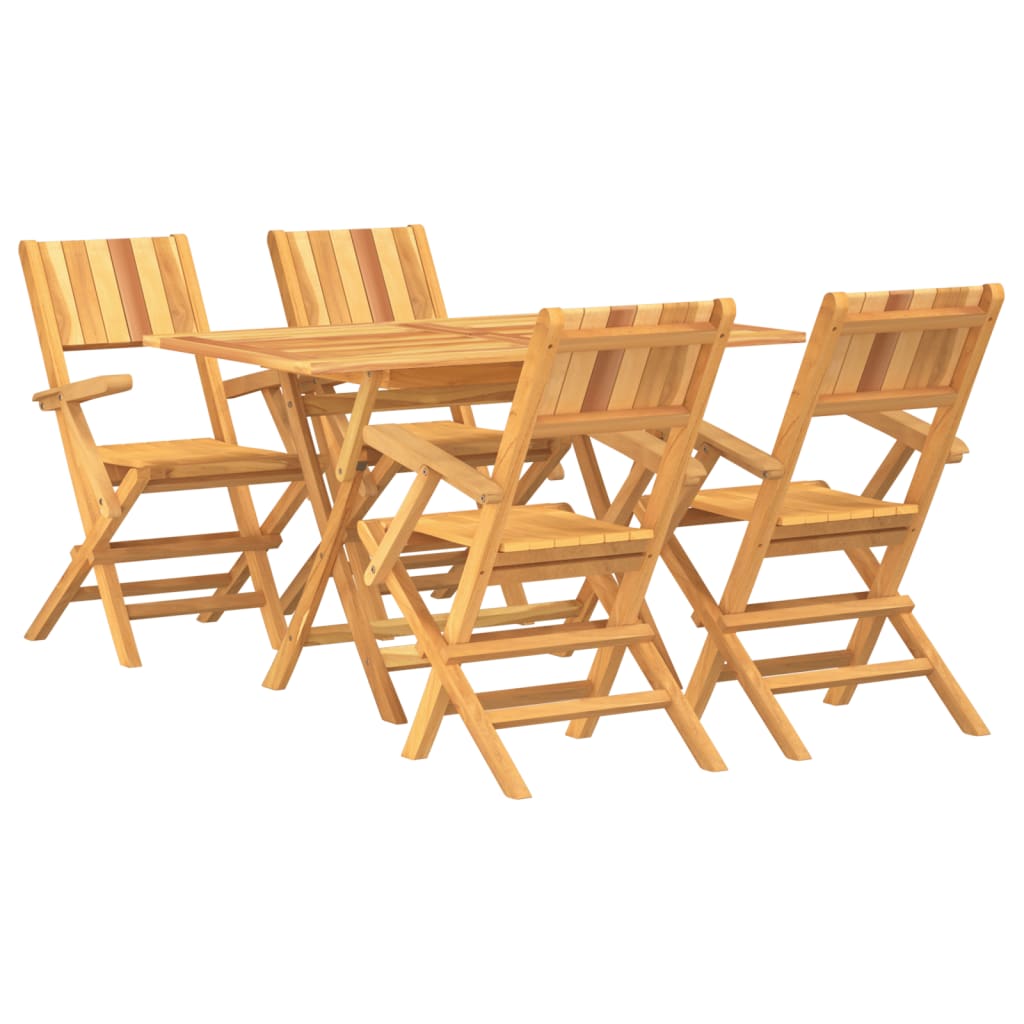 Garden Dining Set Natural Teak Solid Teak Wood Foldable