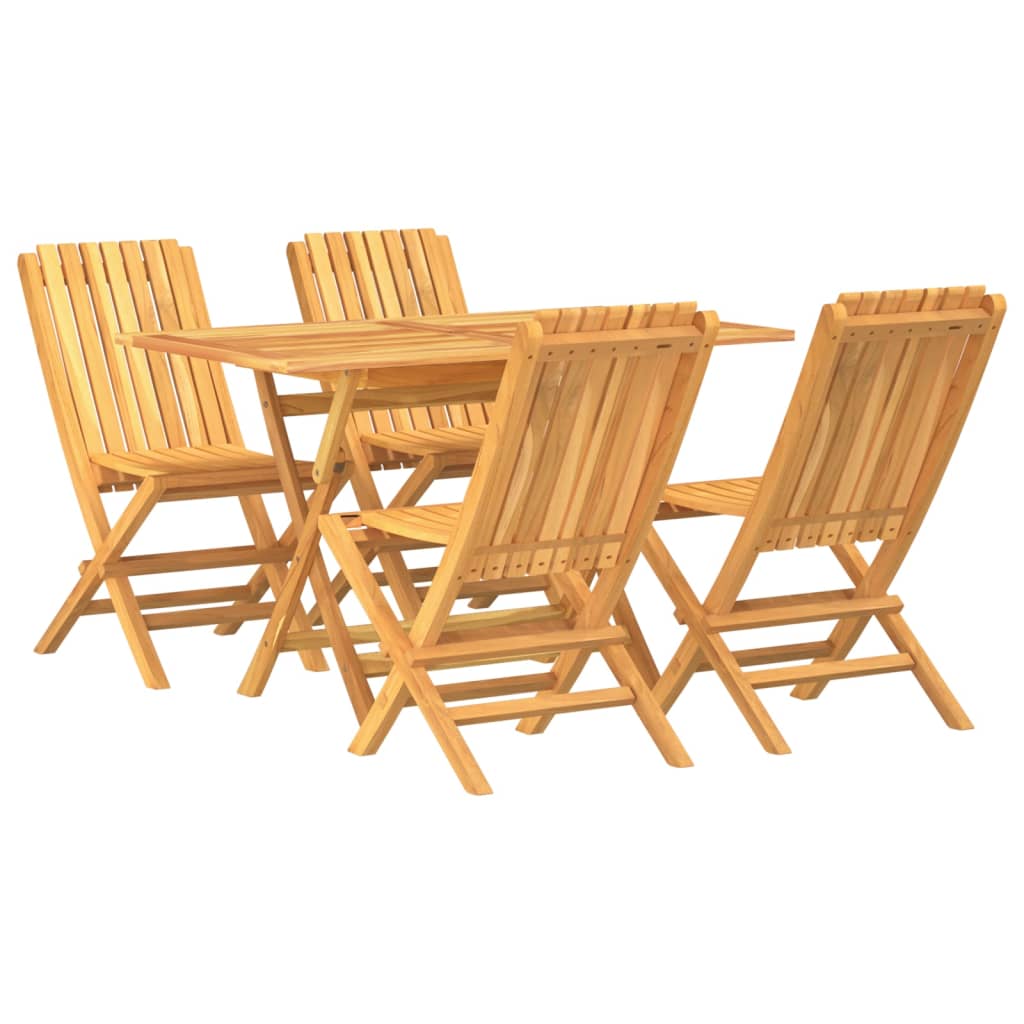 Garden Dining Set Natural Teak Solid Teak Wood Medium Foldable
