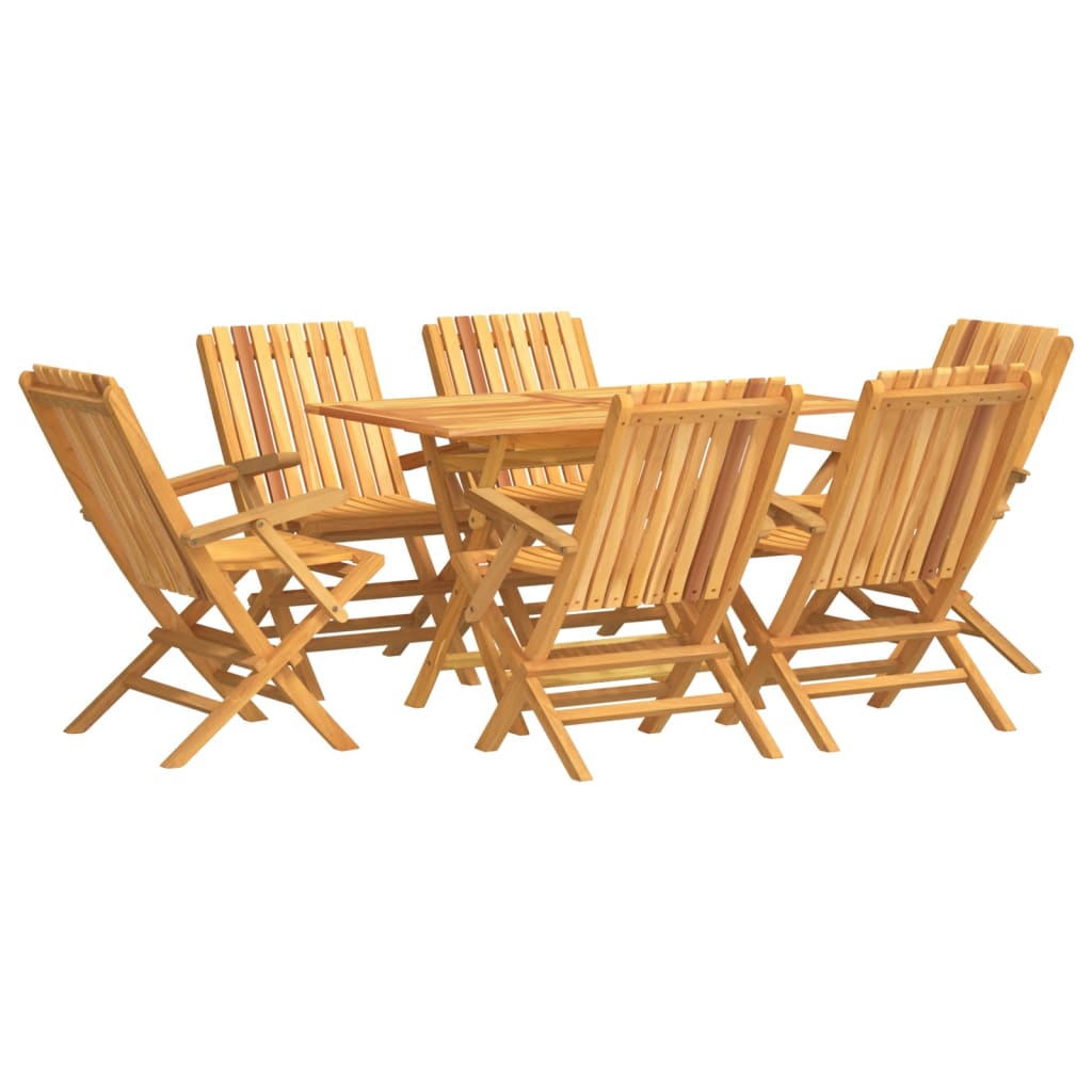 Garden Dining Set Natural Teak Solid Teak Wood Medium Foldable