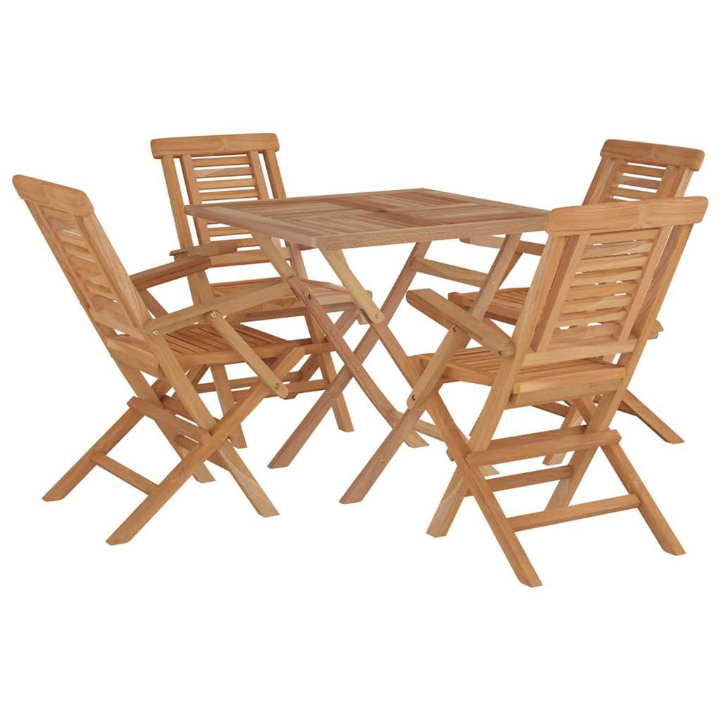 Garden Dining Set Natural Teak Solid Teak Wood Medium Foldable