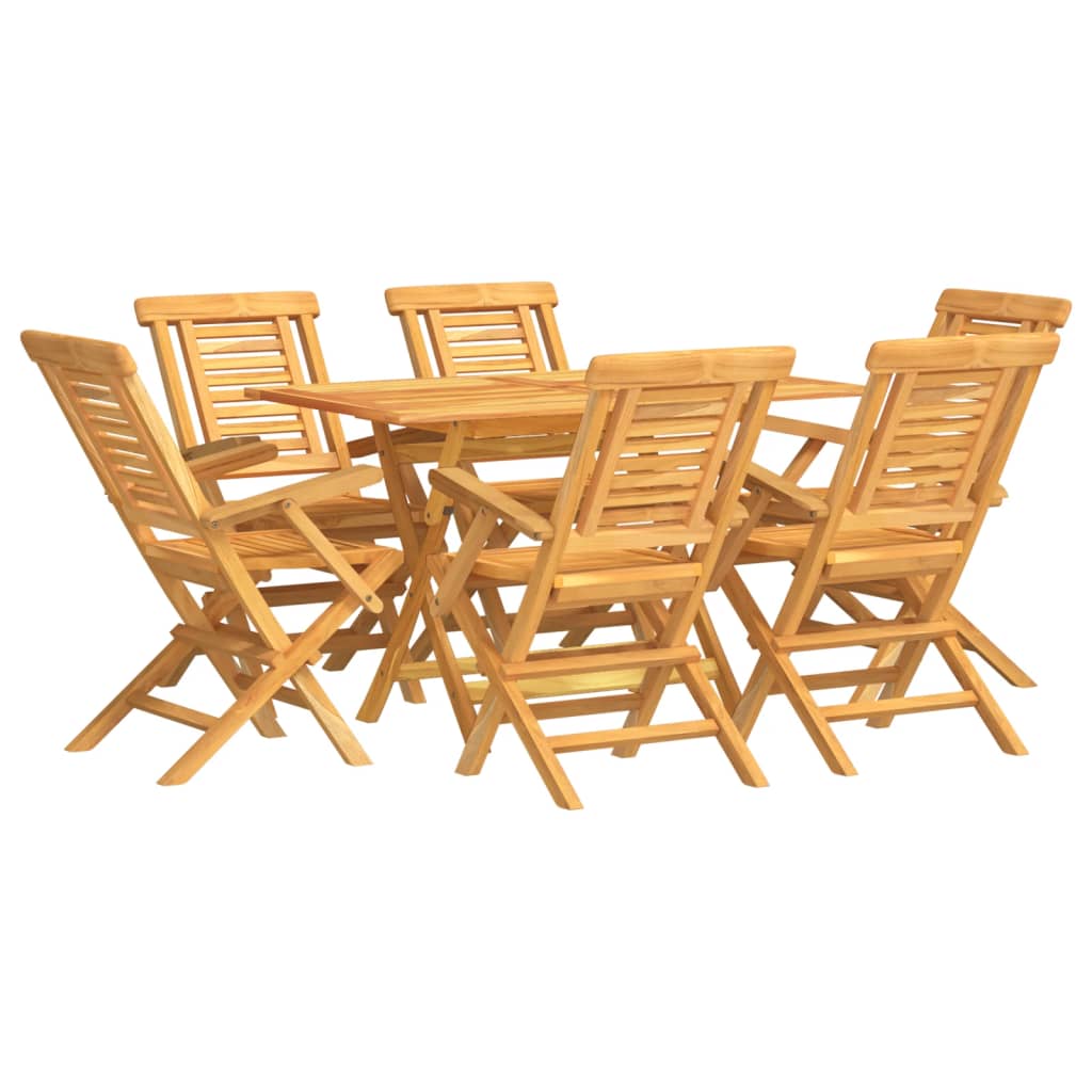 Garden Dining Set Natural Teak Solid Teak Wood Medium Foldable