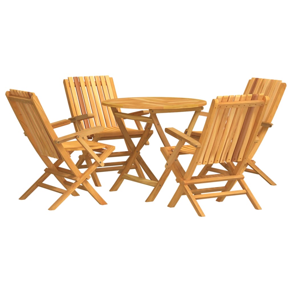 Garden Dining Set Natural Teak Solid Teak Wood Regular Foldable