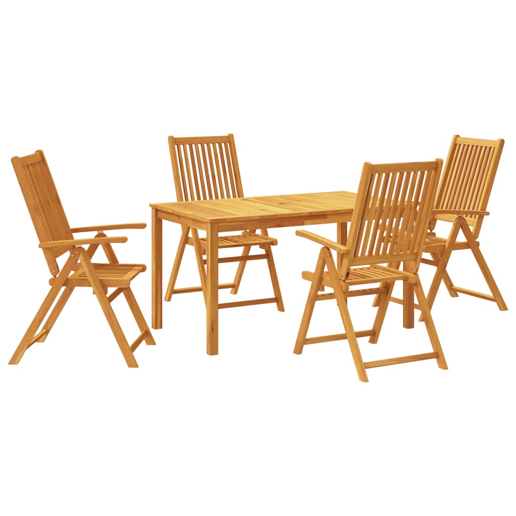 Garden Dining Set Natural Wood Solid Acacia Wood 4-Seater