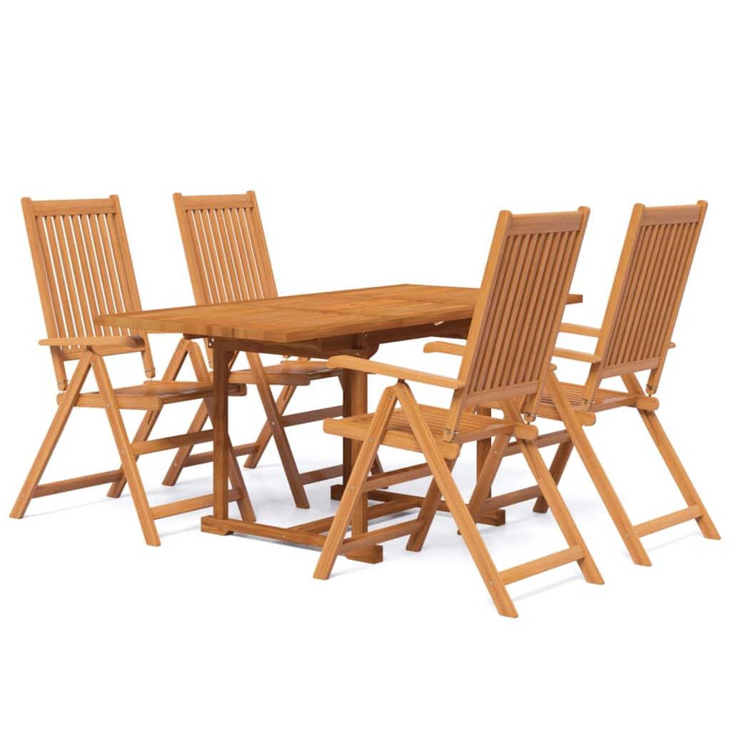 Garden Dining Set Natural Wood Solid Acacia Wood 5 Piece Set