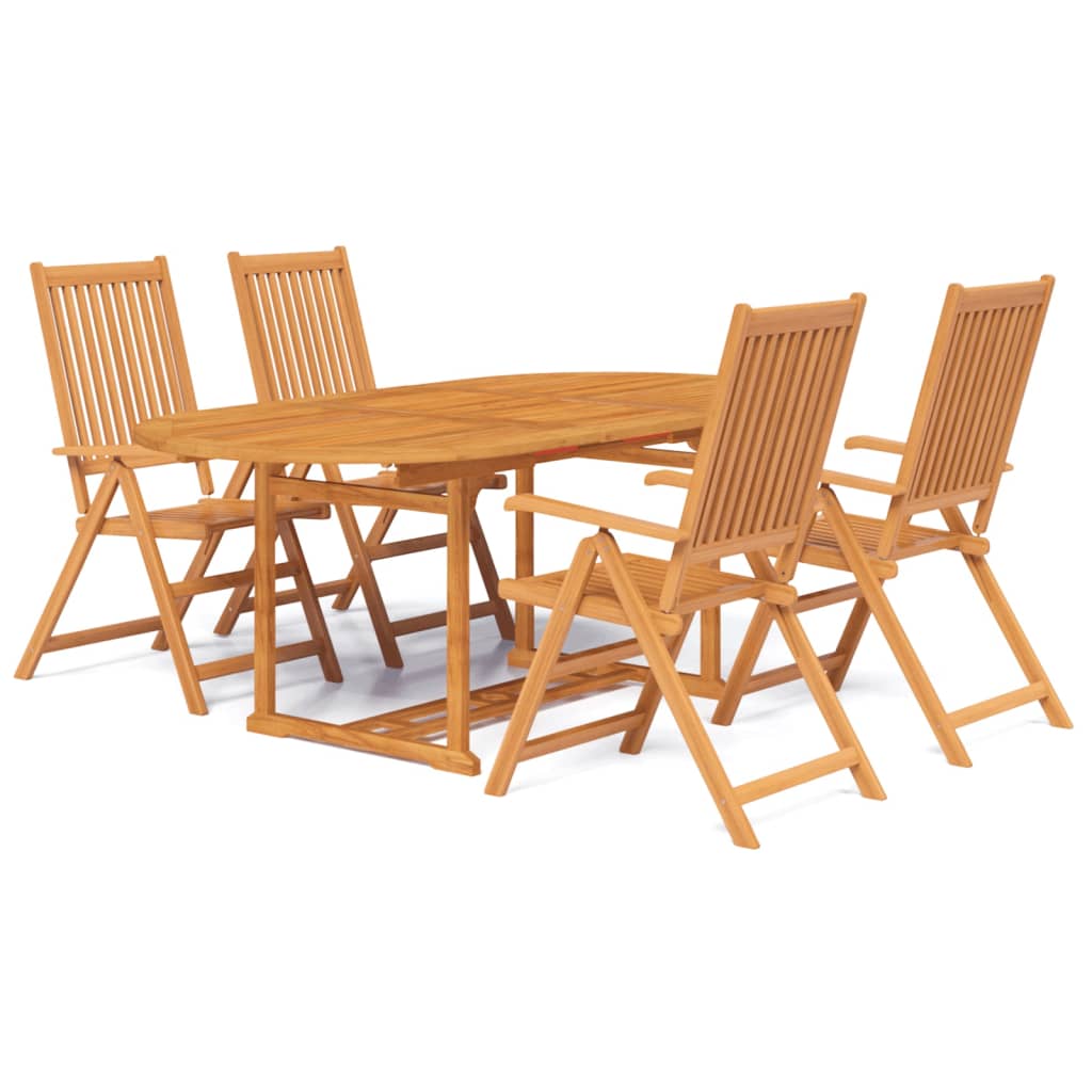 Garden Dining Set Natural Wood Solid Acacia Wood Large Expandable