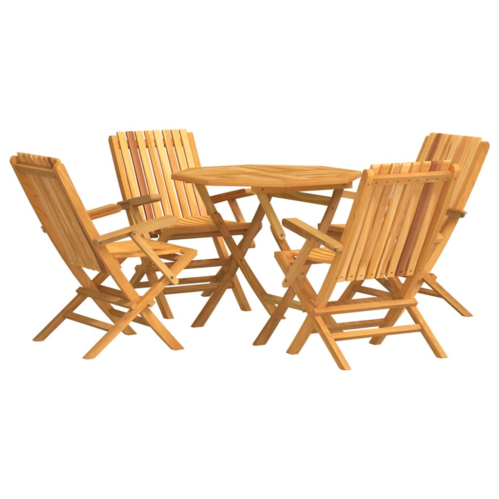 Garden Dining Set Natural wooden color Solid teak wood Medium