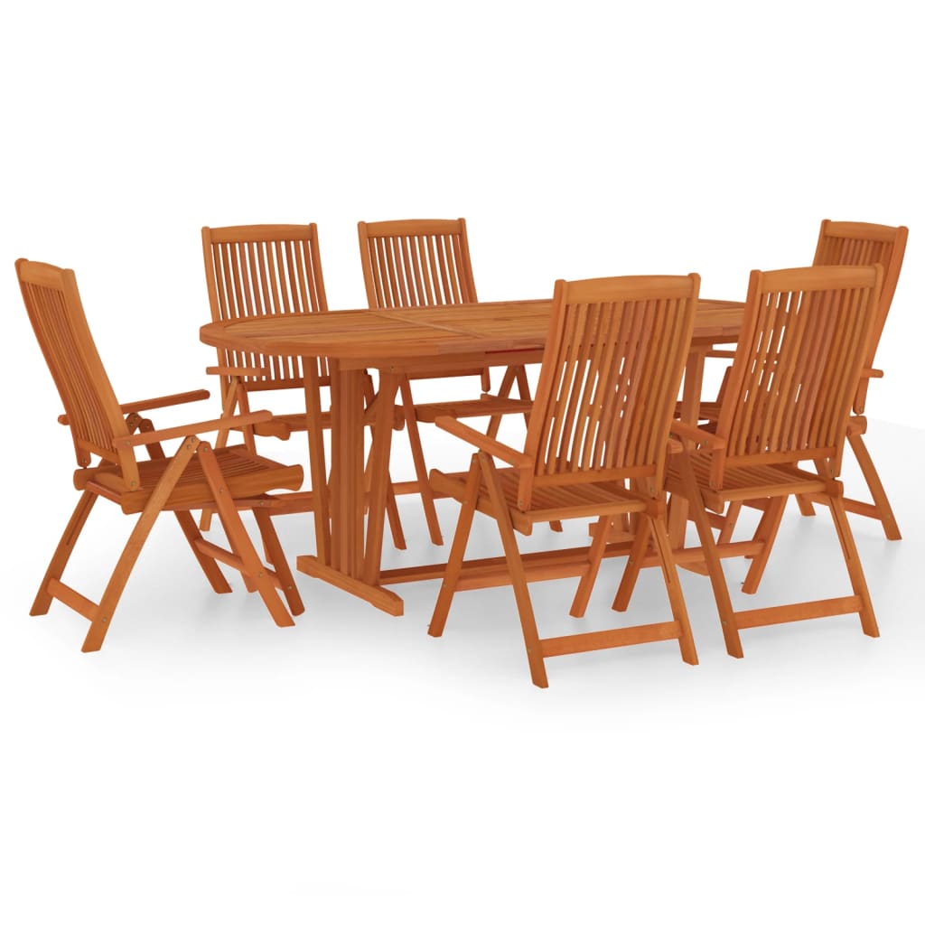 Garden Dining Set Reddish-brown Solid eucalyptus wood Extendable